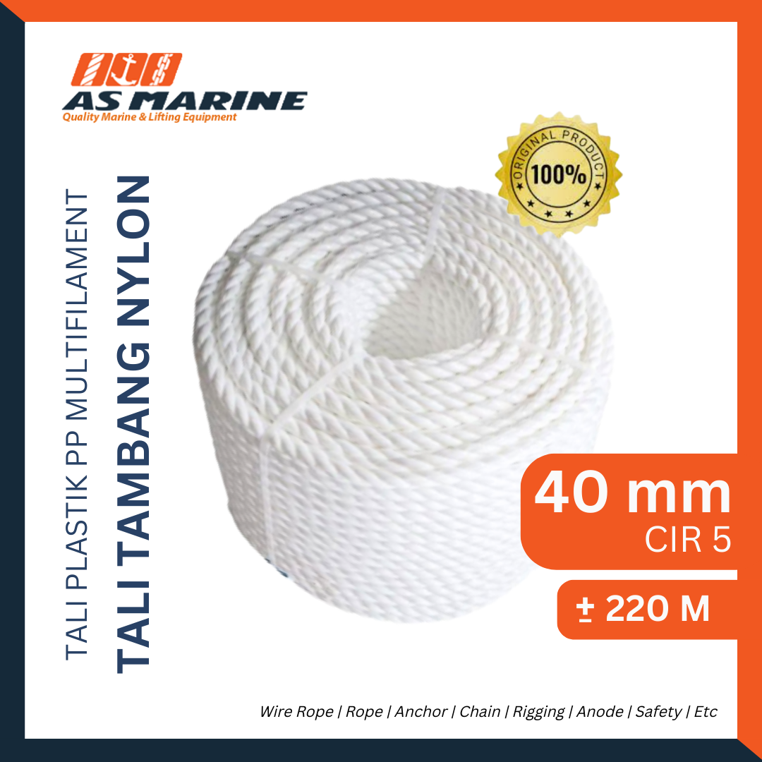 Tali Tambang Nylon / Tali Nilon / Tali Plastik PP Multifilament 40 mm